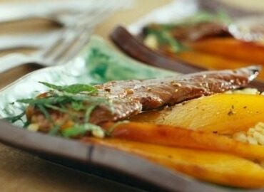 Aiguillettes de canard à la mangue